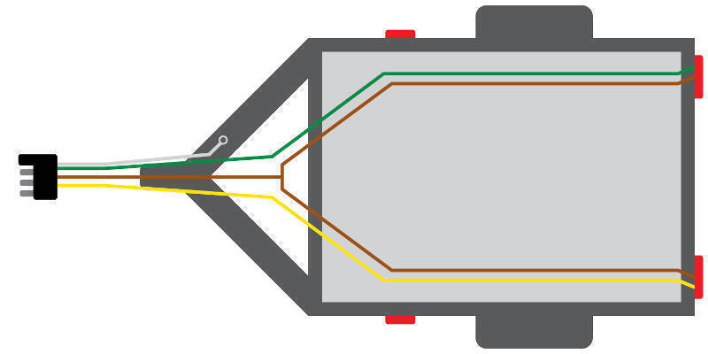 4 Pin Trailer Wiring Diagram - Yellow, Brown, Green