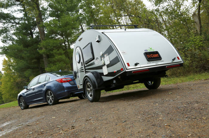 Car Towing Teardrop Trailer