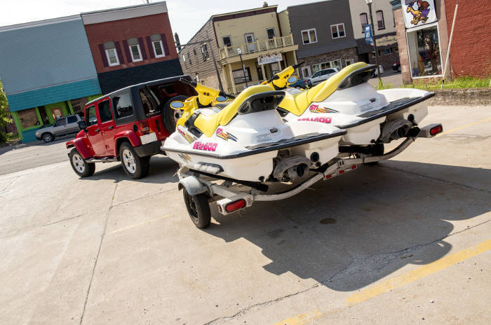 Jeep Towing Jet Ski Trailer