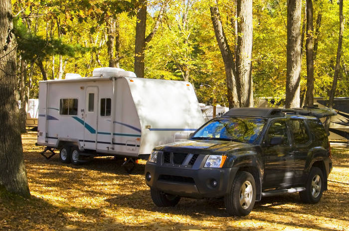 SUV Camping with Small Travel Trailer