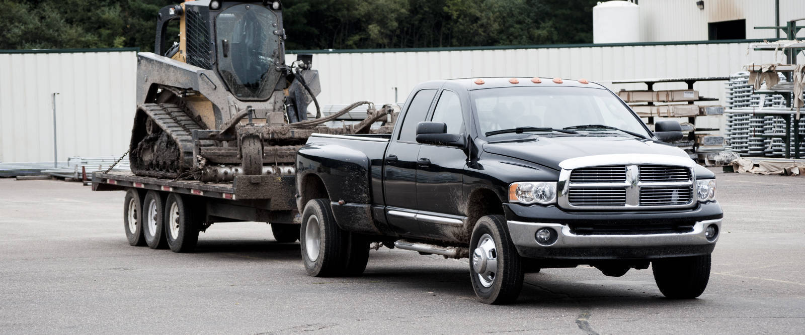 Truck Towing Heavy-Duty Trailer