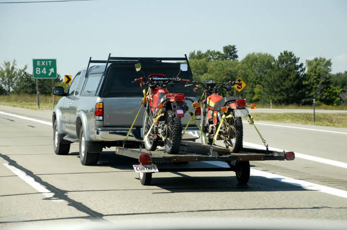 Truck Towing Motorcycle Trailer