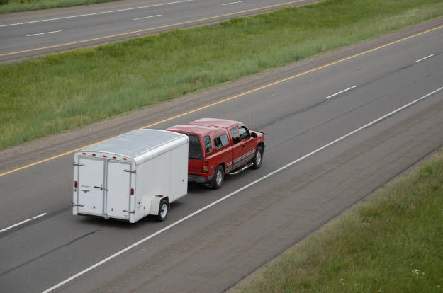 Truck Towing Utility Trailer Highway